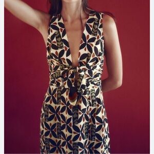 Zara Multicolor Geometric Midi printed cut-out Dress